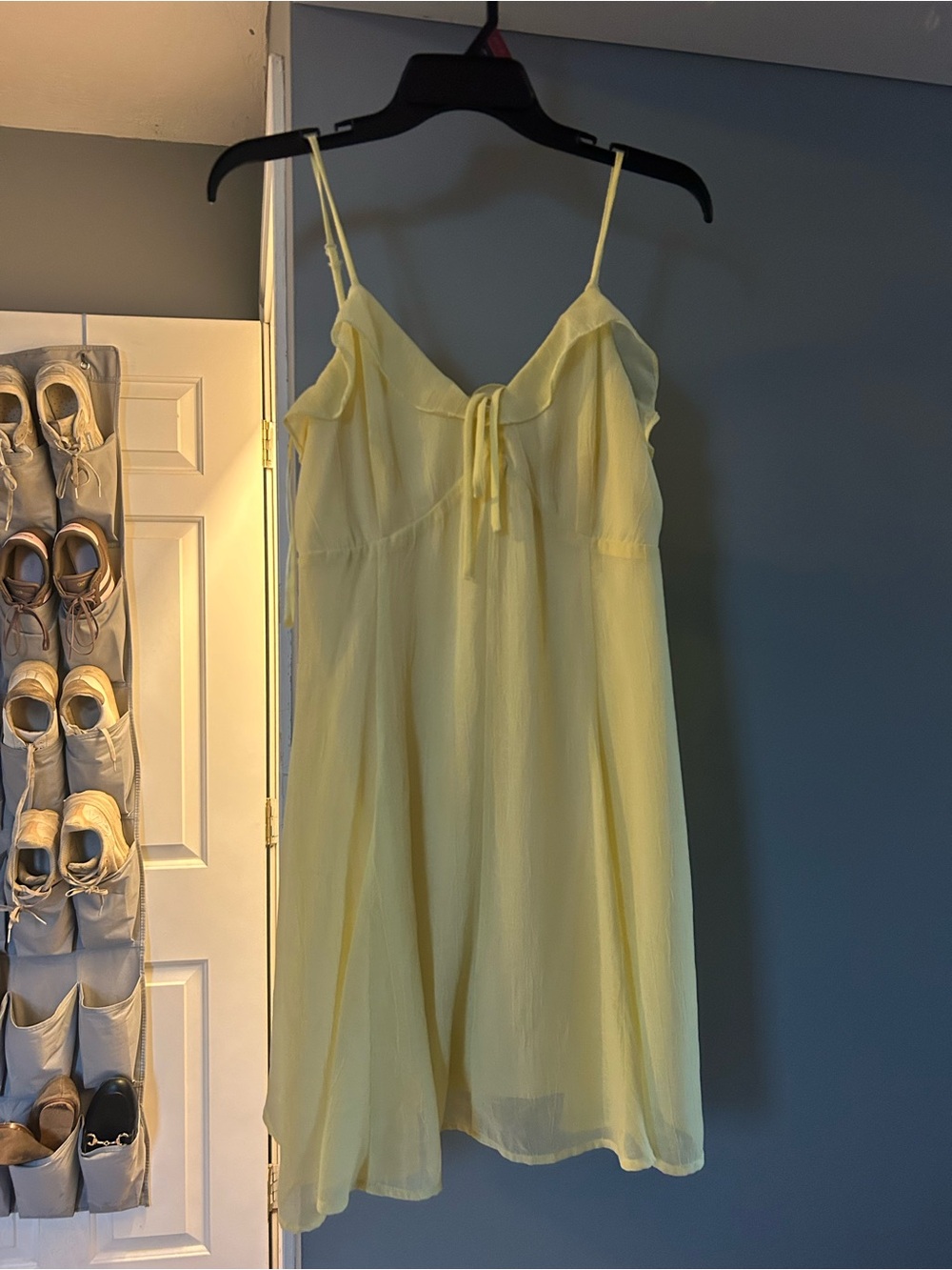 Lightweight Yellow Spaghetti-Strap  Dress